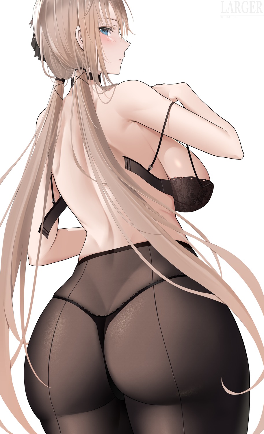 ass azur_lane bra hun_shang kronshtadt_(azur_lane) pantsu pantyhose thong undressing