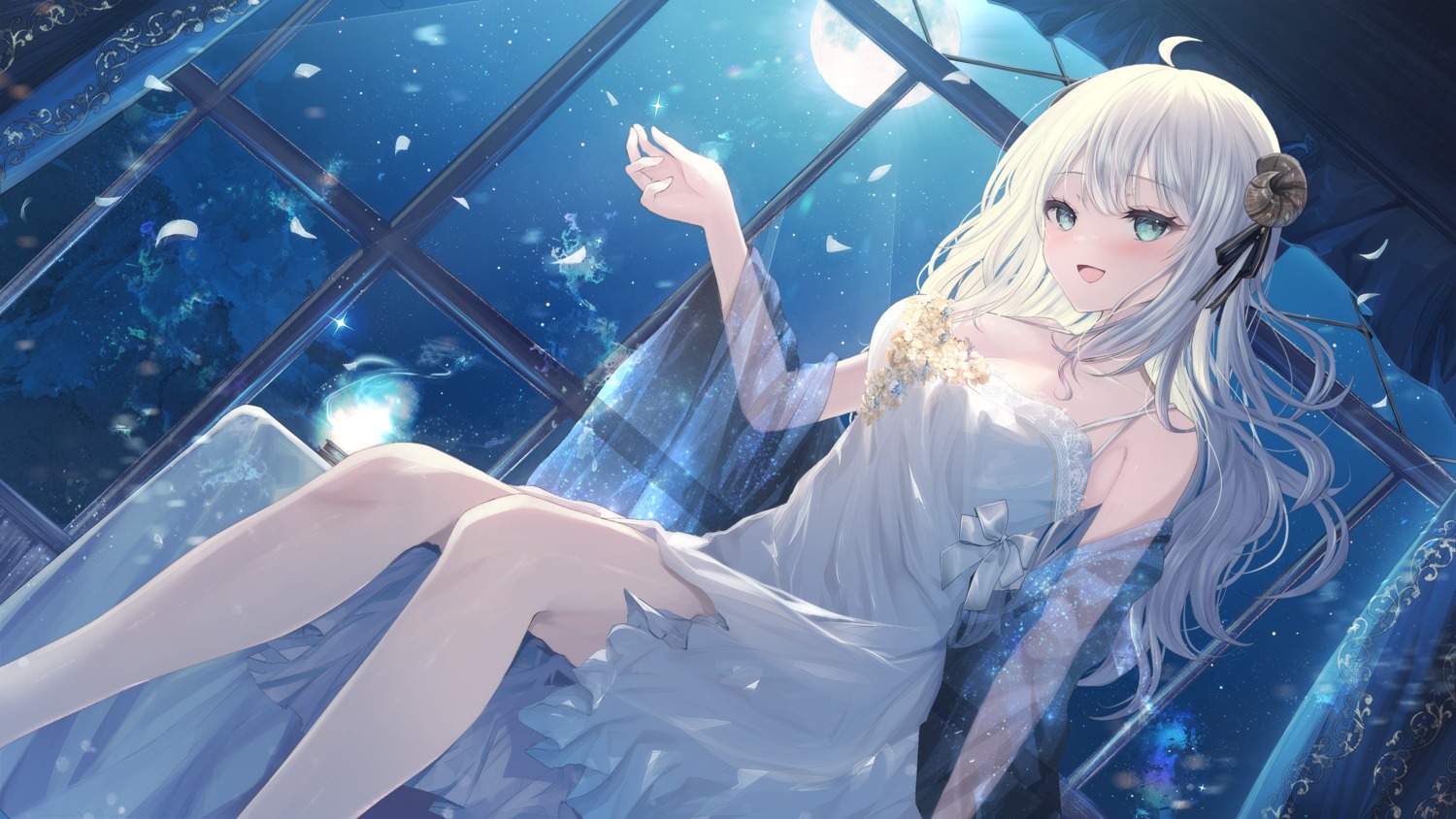 cosmo=olimia dress horns indie_virtual_youtuber kurage_cc no_bra see_through wallpaper