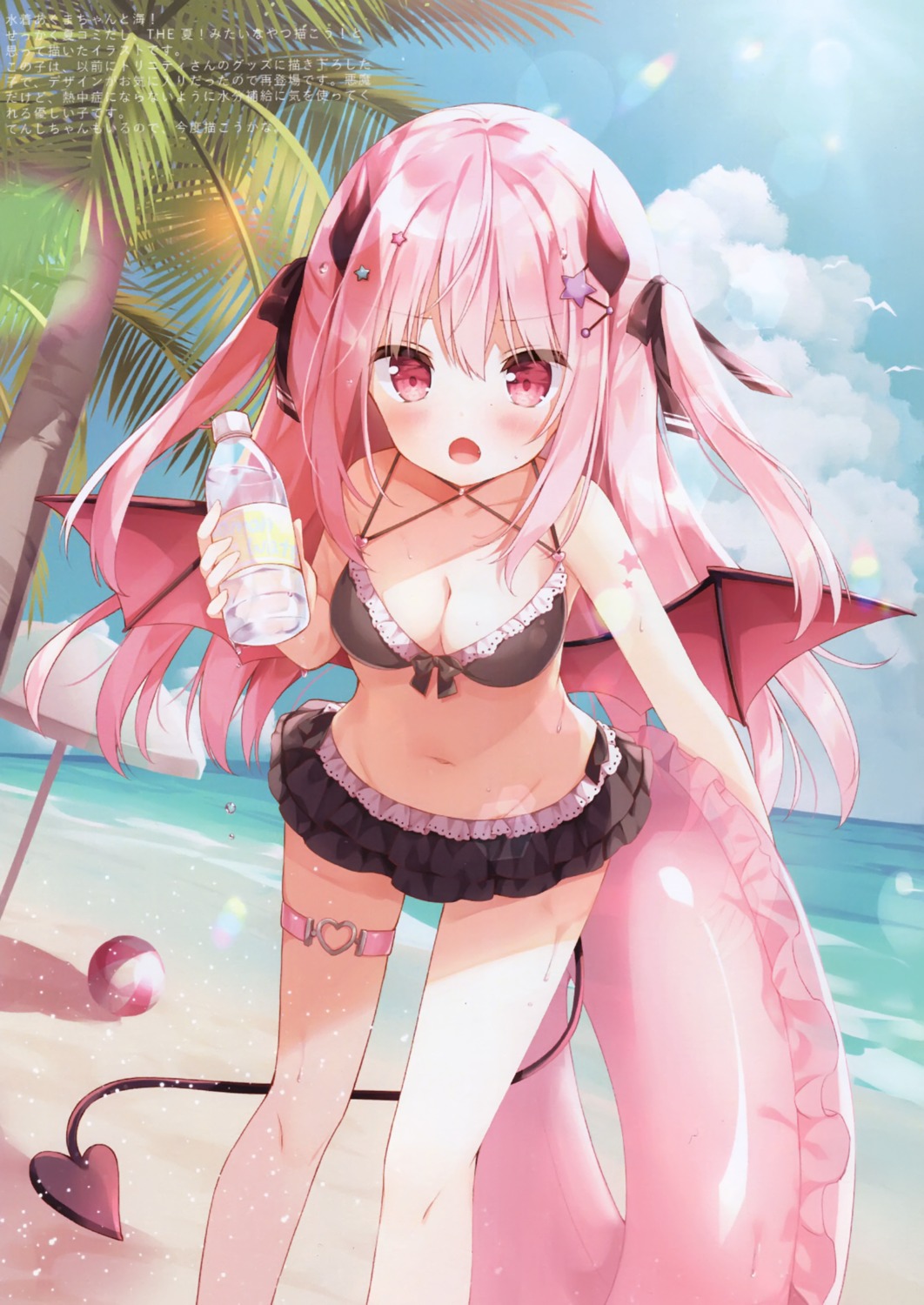 bikini cleavage garter horns hoshi swimsuits tail wet wings