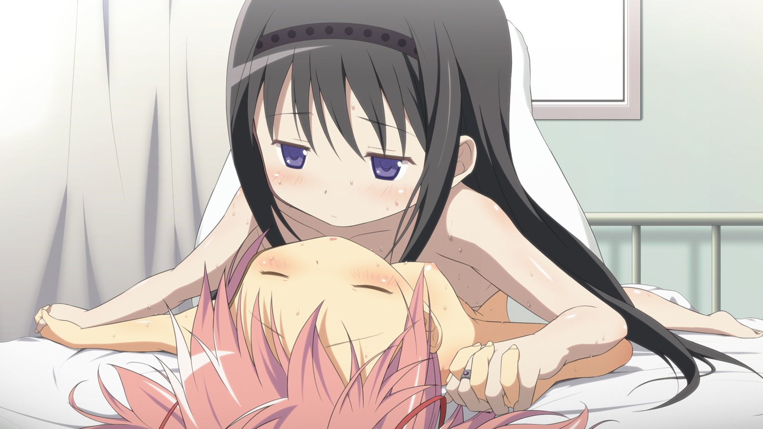 akemi_homura kaname_madoka loli moritan nipples puella_magi_madoka_magica wallpaper yuri