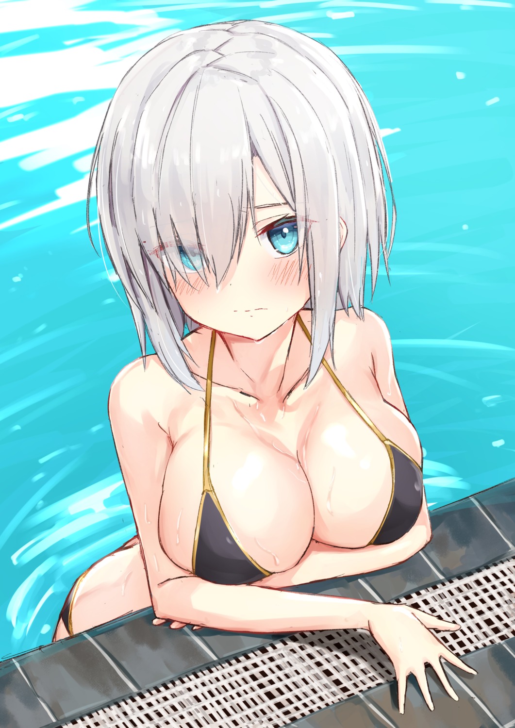 ars_almal bikini breast_hold nijisanji swimsuits wet yotsugi