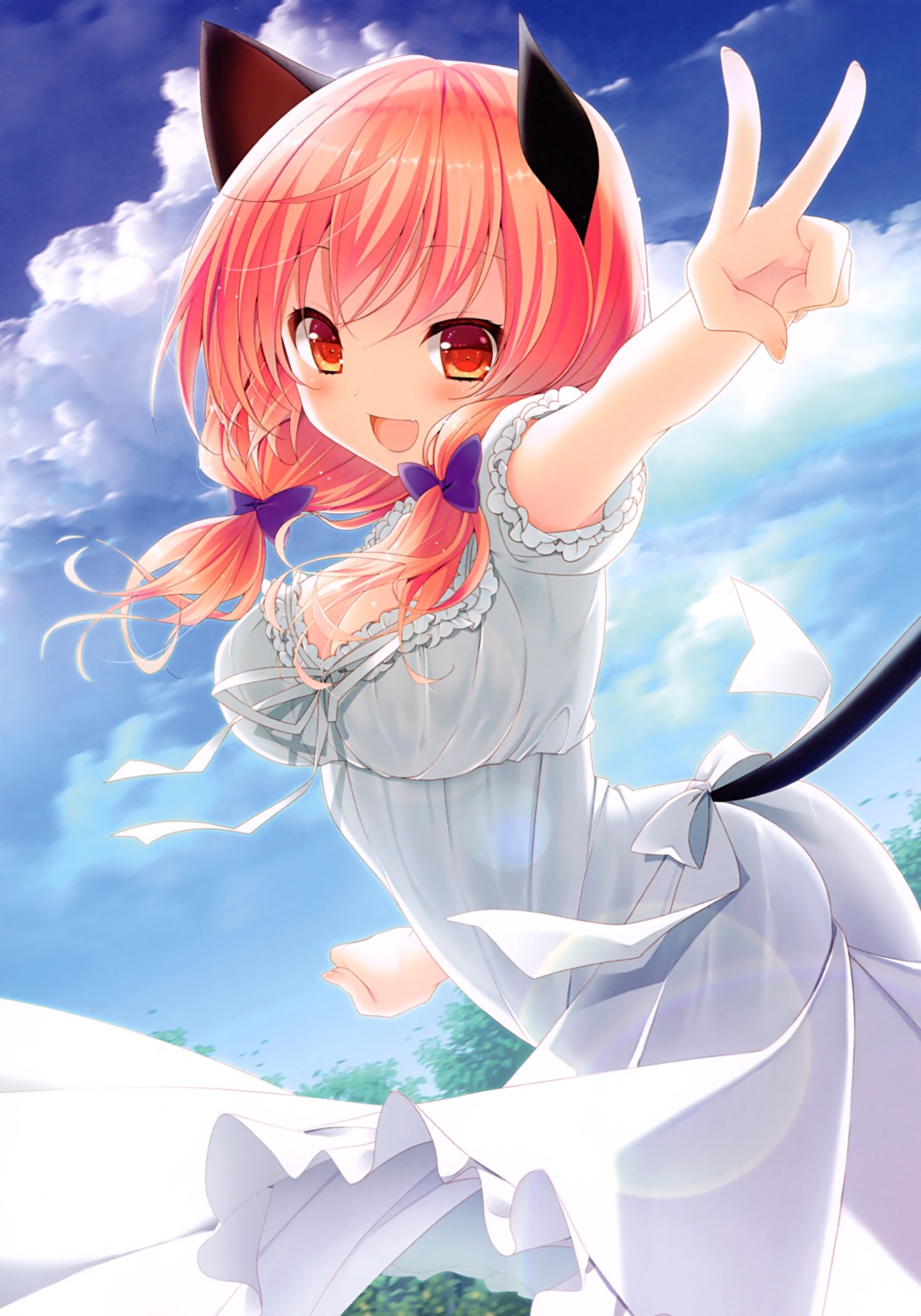 almism animal_ears cleavage dress minatsuki_alumi nekomimi summer_dress tail