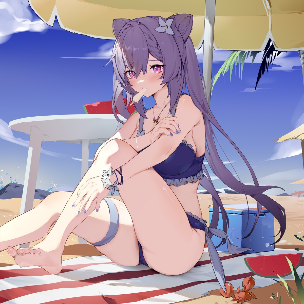 bikini feet garter genshin_impact houkisei keqing swimsuits