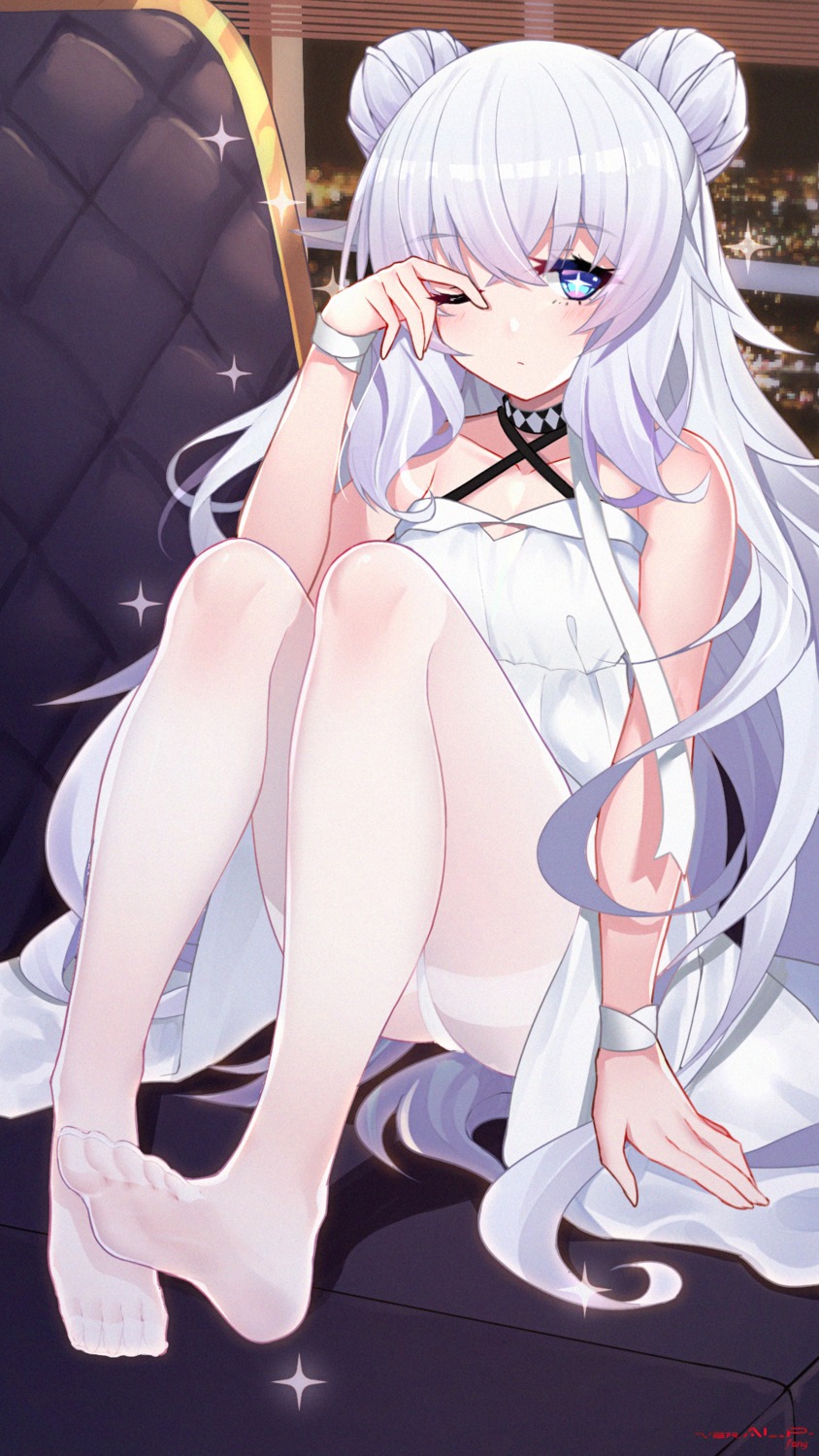 aluppia azur_lane cleavage dress feet le_malin_(azur_lane) pantsu pantyhose skirt_lift summer_dress