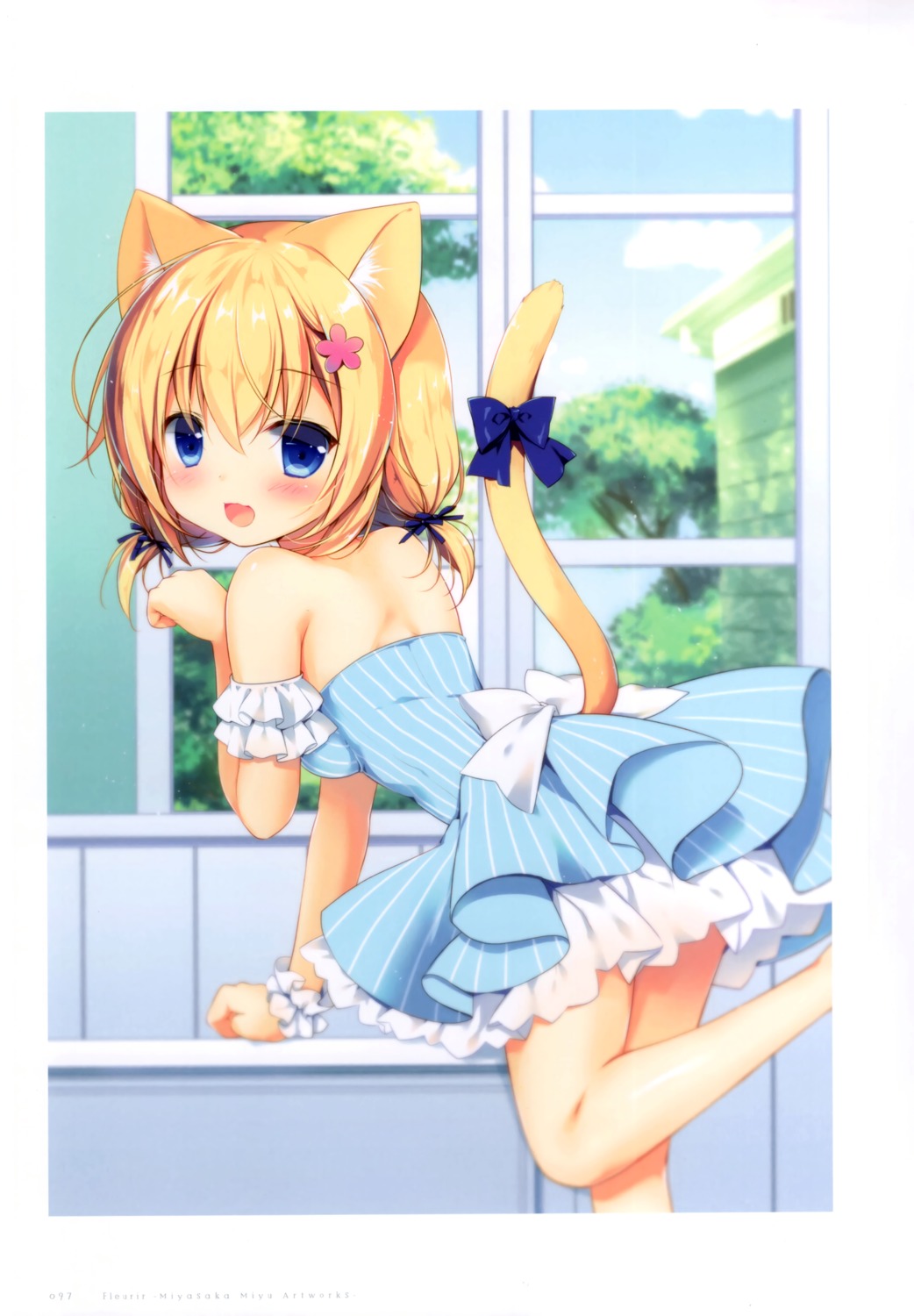 animal_ears canvas+garden dress kurumina_(canvas+garden) miyasaka_miyu nekomimi no_bra tail