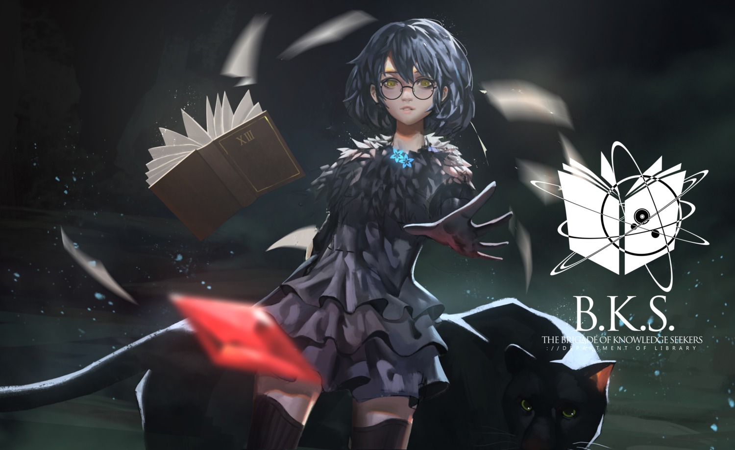 baka_(mh6516620) dress megane pixiv_fantasia pixiv_fantasia_t thighhighs