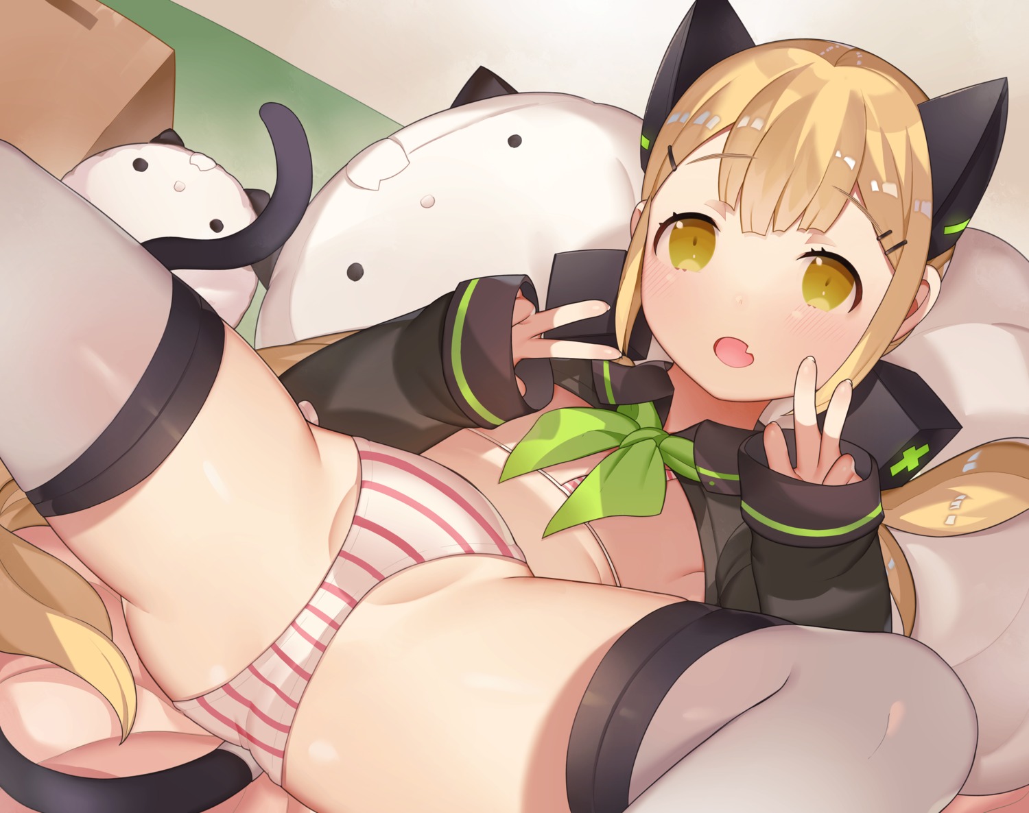 animal_ears bra loli nekomimi nekotewi pantsu shimapan tail thighhighs