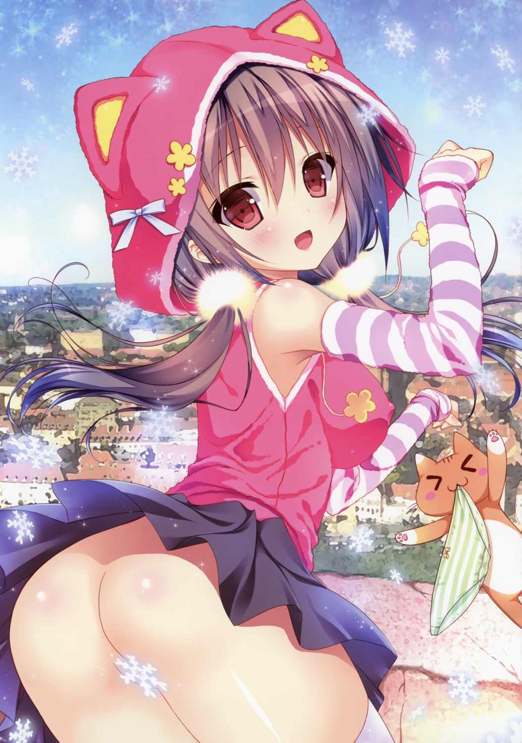 ass censored chocolate_cube detexted erect_nipples miwa_futaba neko nopan pantsu shimapan thighhighs