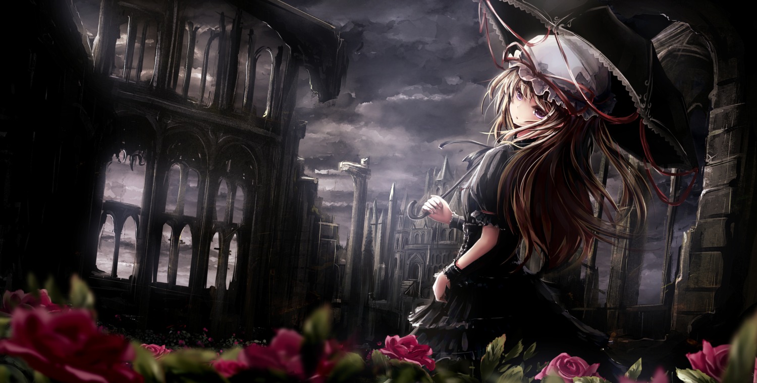 dress landscape missile228 touhou umbrella yakumo_yukari