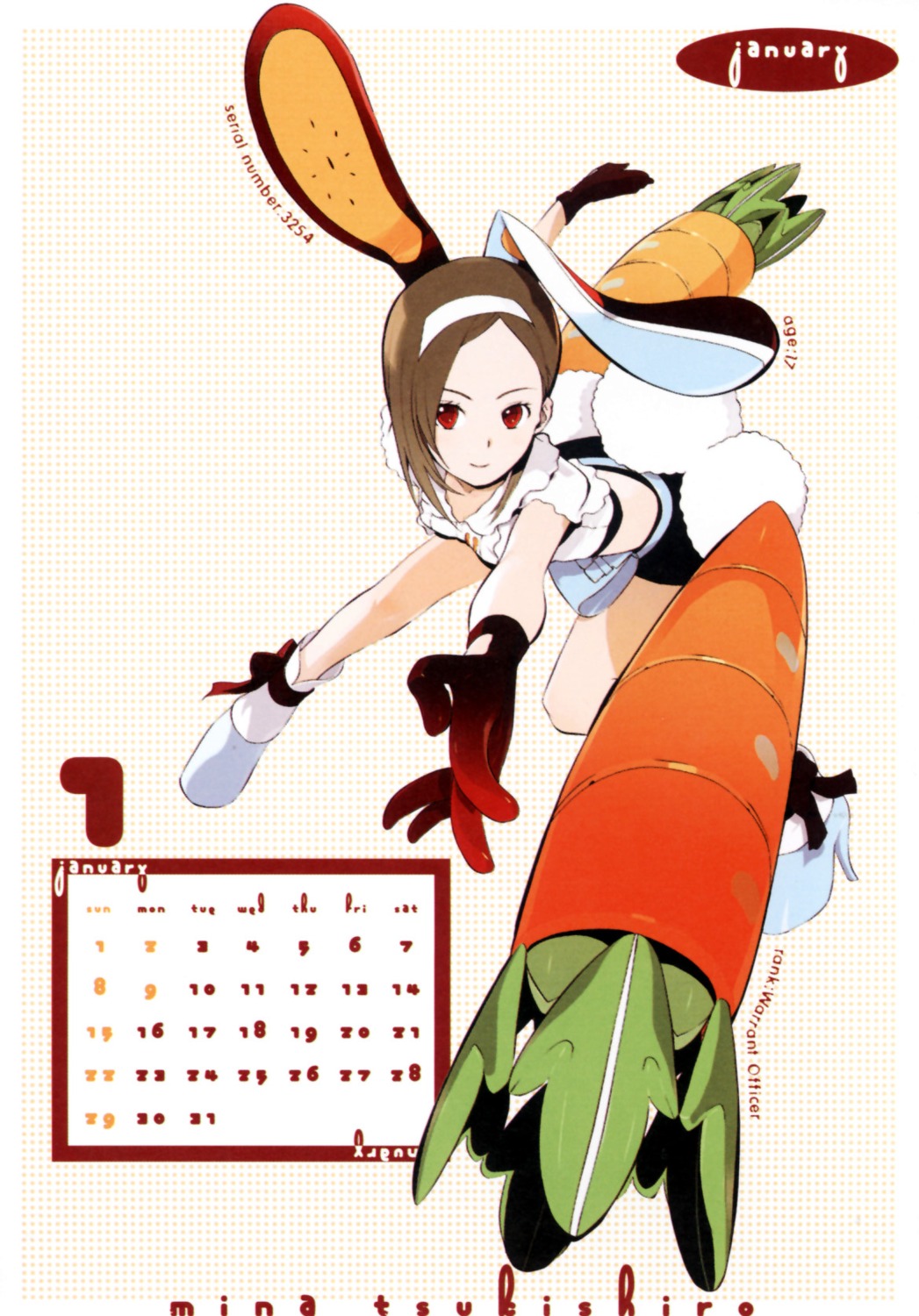 animal_ears bunny_ears calendar getsumen_to_heiki_mina okama tail tsukishiro_mina