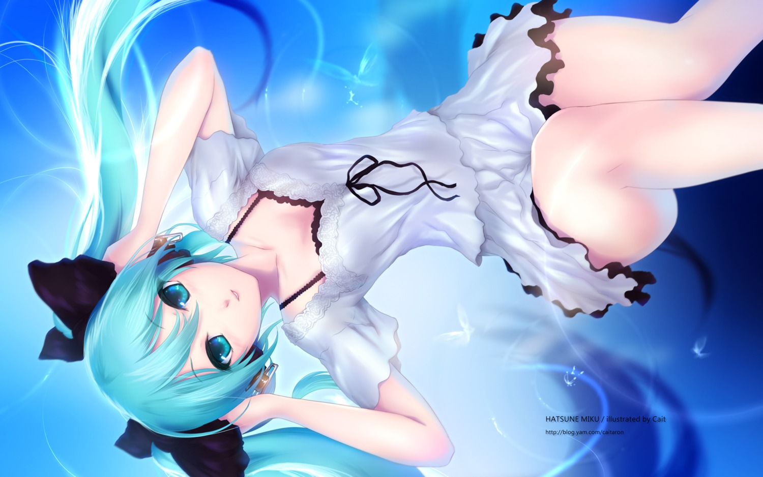 cait dress hatsune_miku headphones vocaloid wallpaper world_is_mine_(vocaloid)