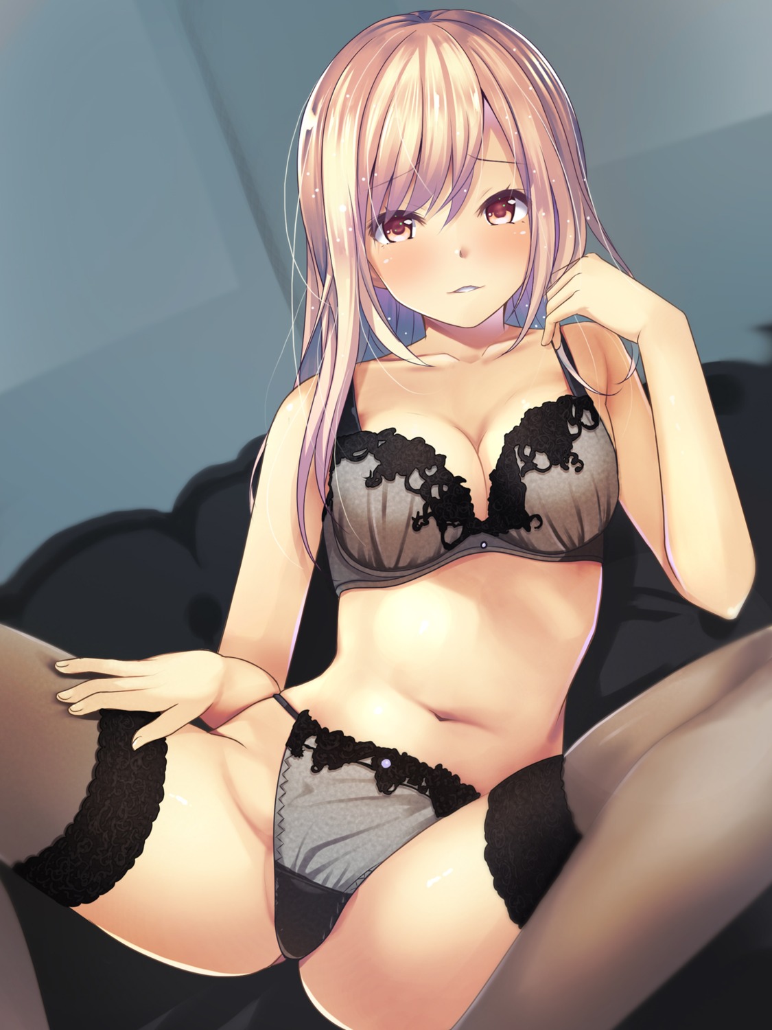 bra cleavage pantsu tagme thighhighs