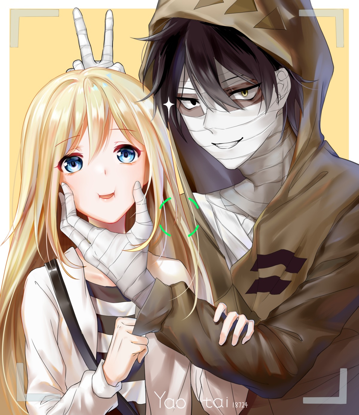 bandages heterochromia isaac_foster rachel_gardner satsuriku_no_tenshi yao_tai