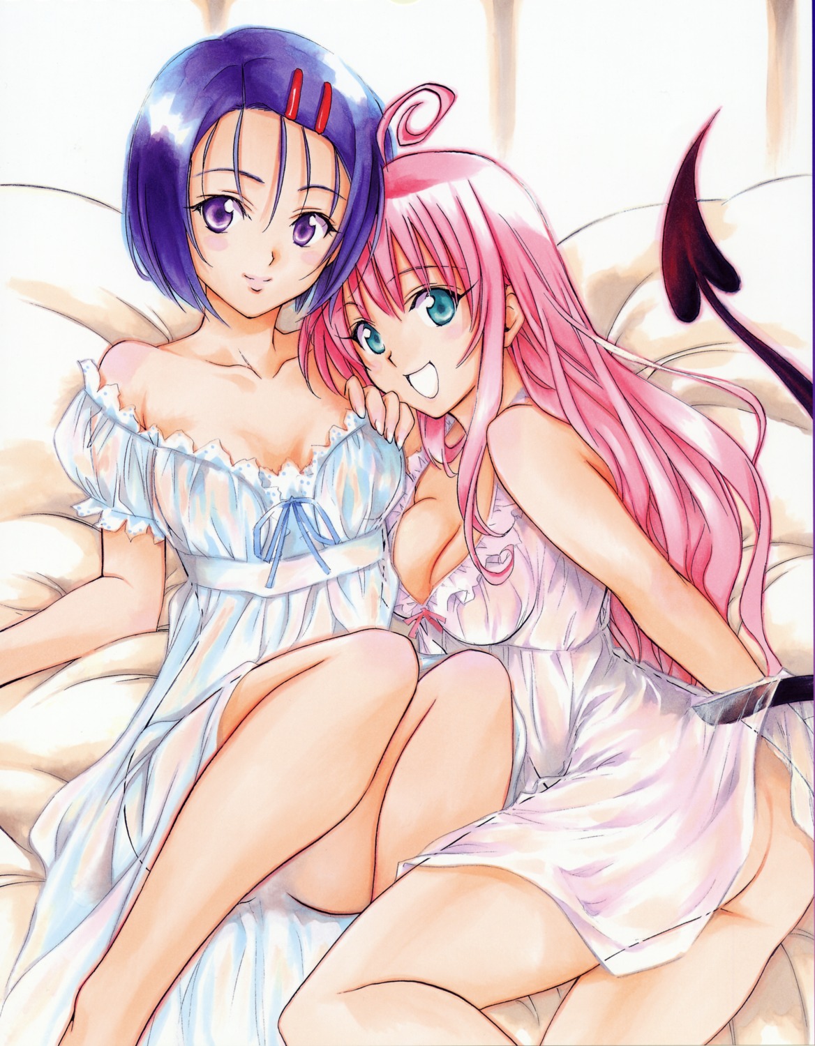 cleavage lala_satalin_deviluke nopan pajama sairenji_haruna to_love_ru yabuki_kentarou