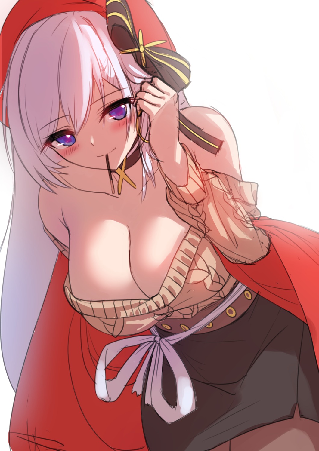 azur_lane belfast_(azur_lane) cho!cho! no_bra open_shirt sketch sweater