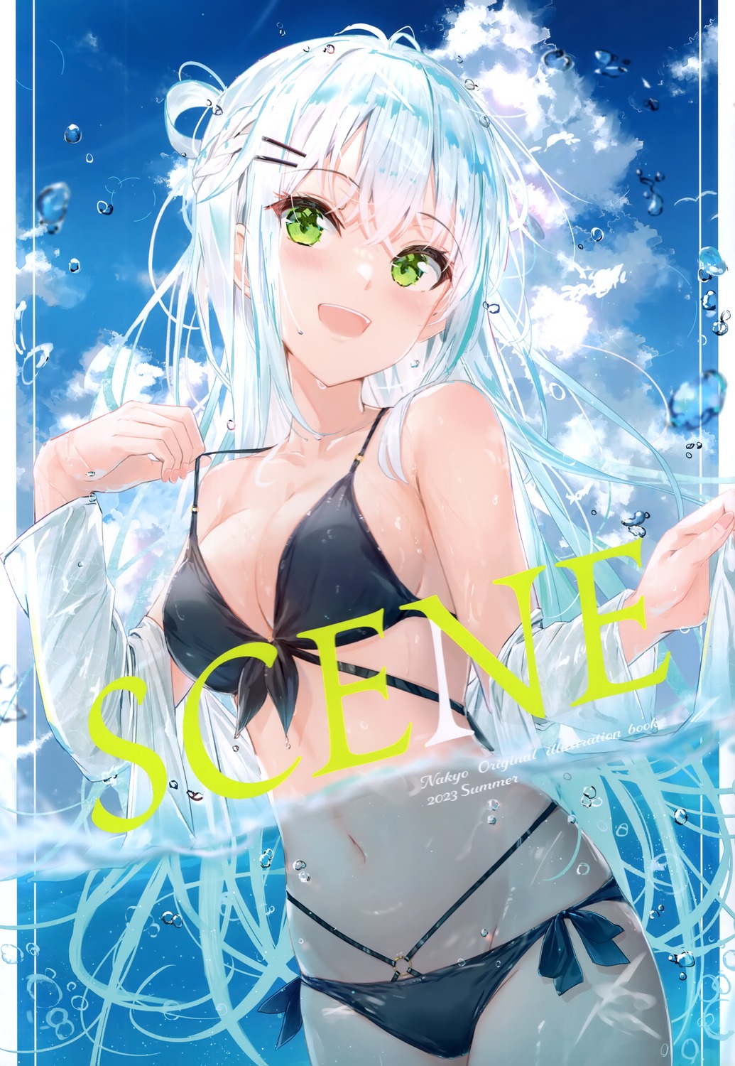 bikini na_kyo open_shirt swimsuits undressing wet wet_clothes