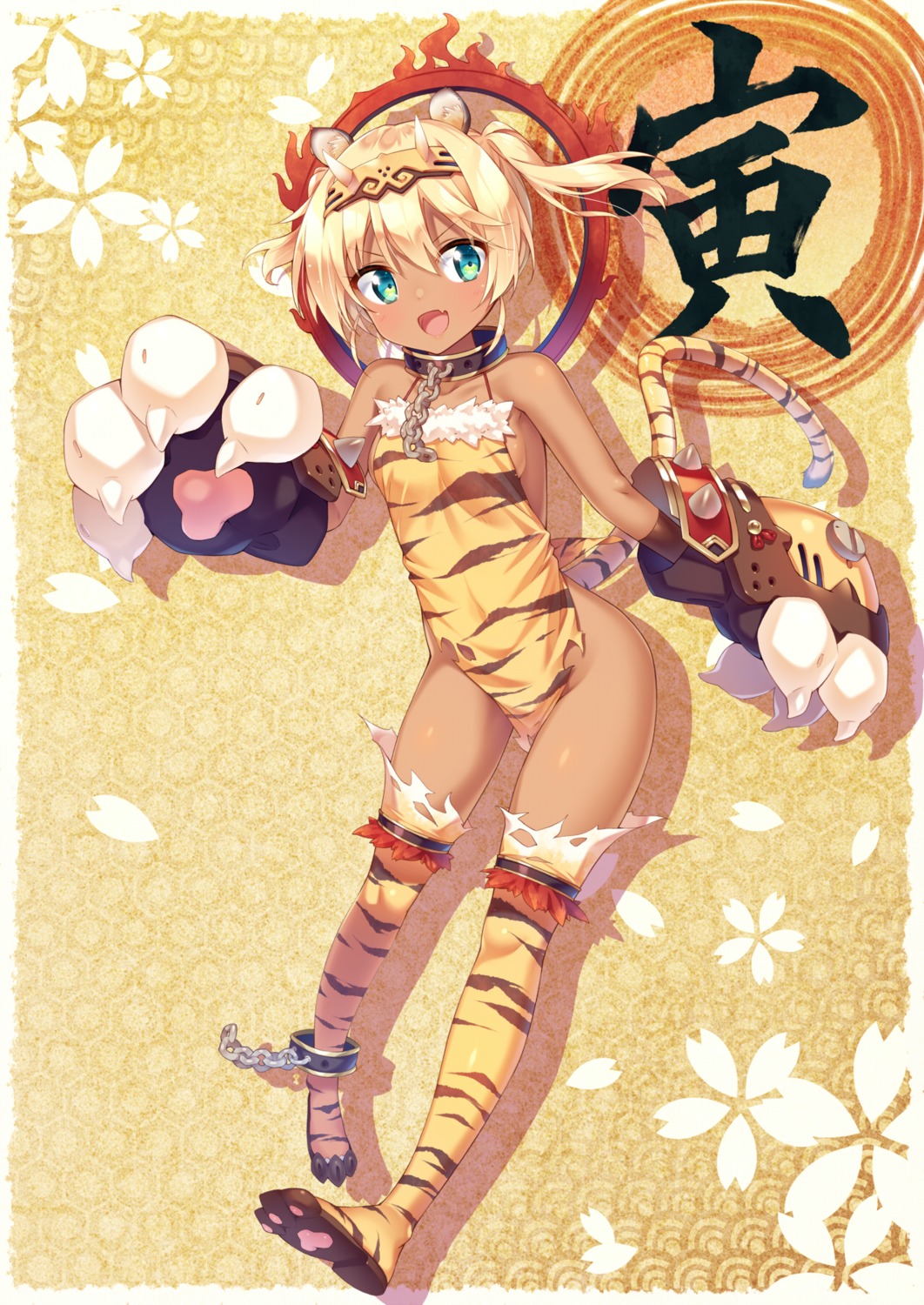 animal_ears horns kazuma_(kazumav) loli no_bra tail thighhighs torn_clothes