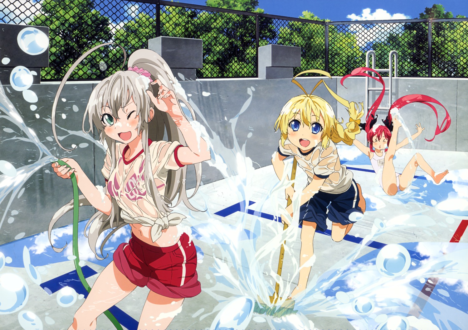 bikini_top haiyore!_nyaruko-san hasuta kuuko_(haiyore_nyaruko-san) nyaruko school_swimsuit see_through swimsuits takiyama_masaaki wet wet_clothes