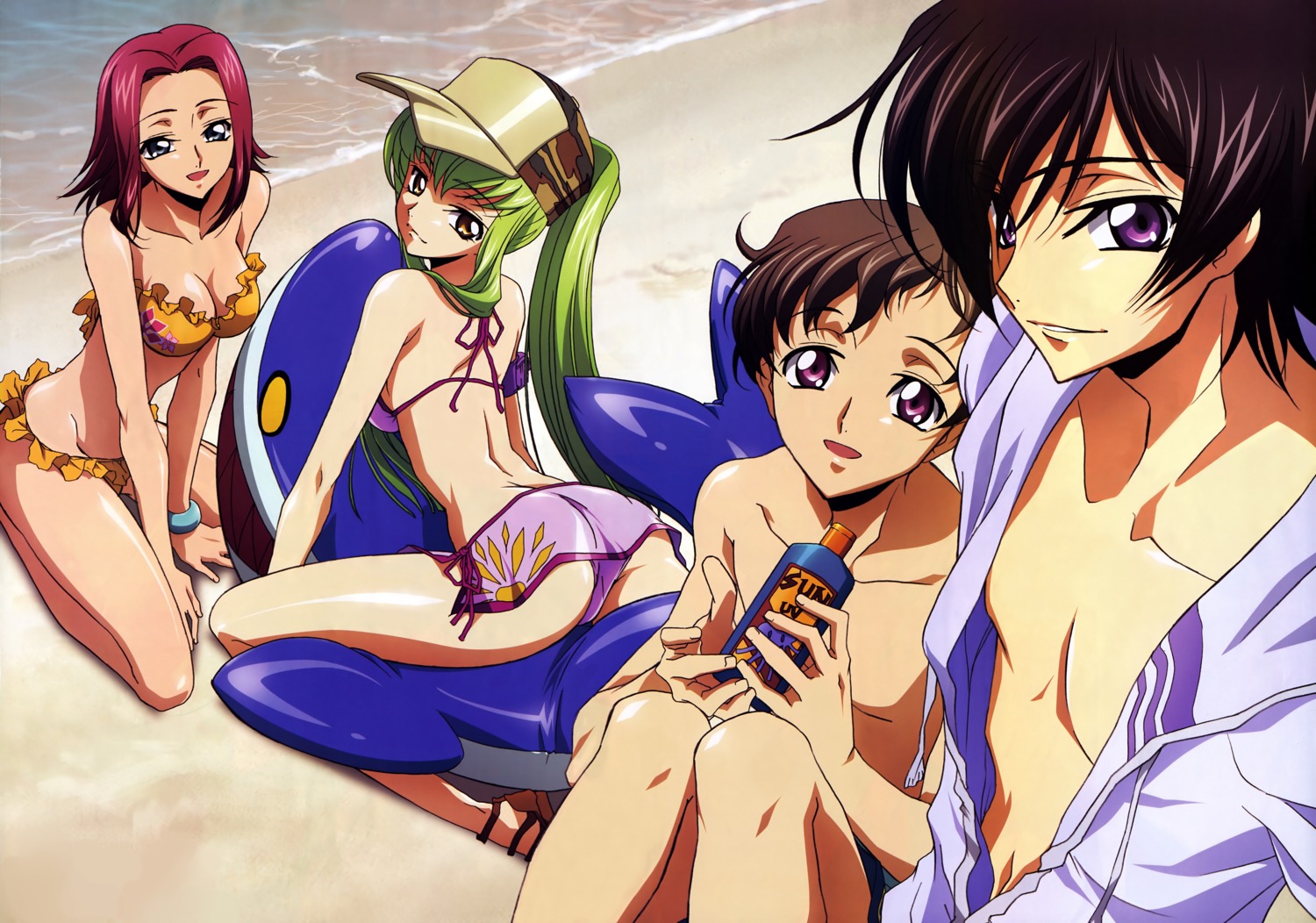 bikini c.c. cleavage code_geass kallen_stadtfeld kawaguchi_rie lelouch_lamperouge rollo_lamperouge swimsuits