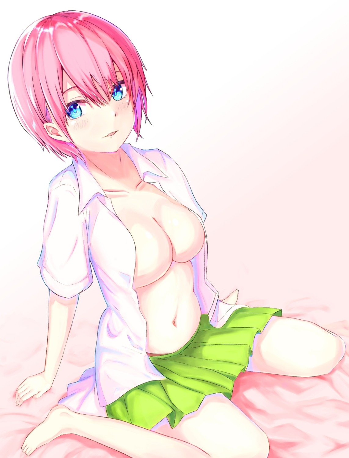 5-toubun_no_hanayome breasts nakano_ichika no_bra open_shirt pantsu seifuku sugishi