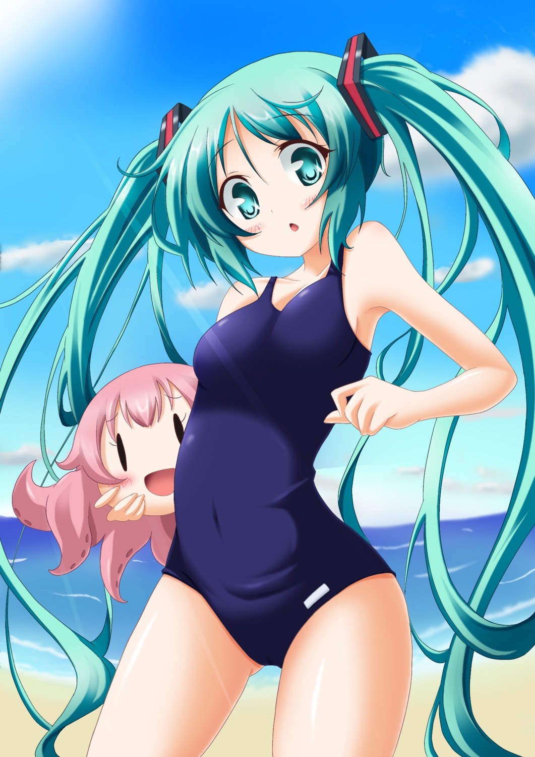 hatsune_miku school_swimsuit swimsuits takoluka vocaloid wata