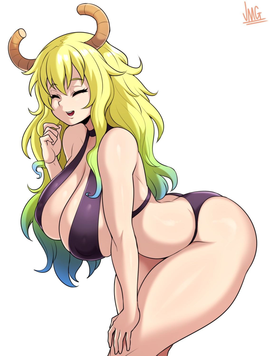 bikini erect_nipples horns jmg kobayashi-san_chi_no_maidragon quetzalcoatl_(maidragon) swimsuits