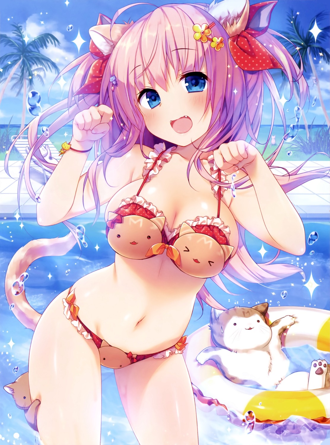 animal_ears bikini cameltoe cleavage cropped kinokonomi konomi neko nekomimi swimsuits tail wet