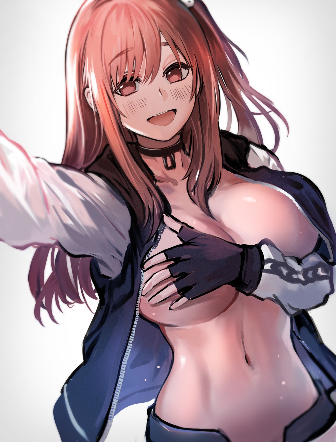 breast_hold breasts dead_or_alive honoka_(doa) no_bra open_shirt snowru