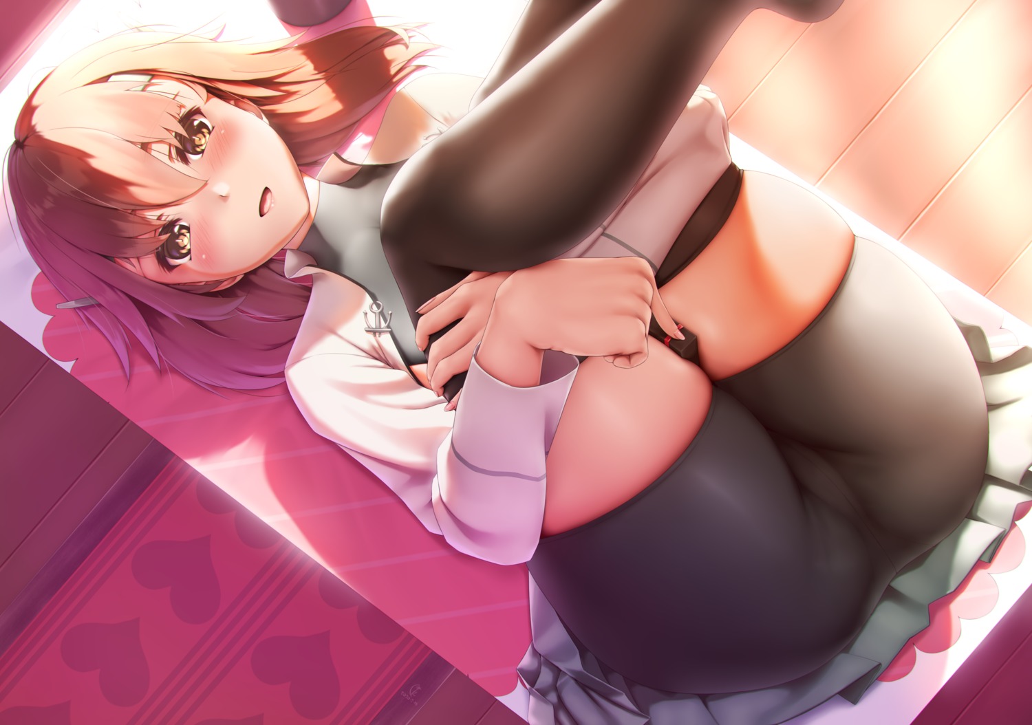 bike_shorts cameltoe etsunami_kumita kantai_collection skirt_lift taihou_(kancolle) thighhighs valentine