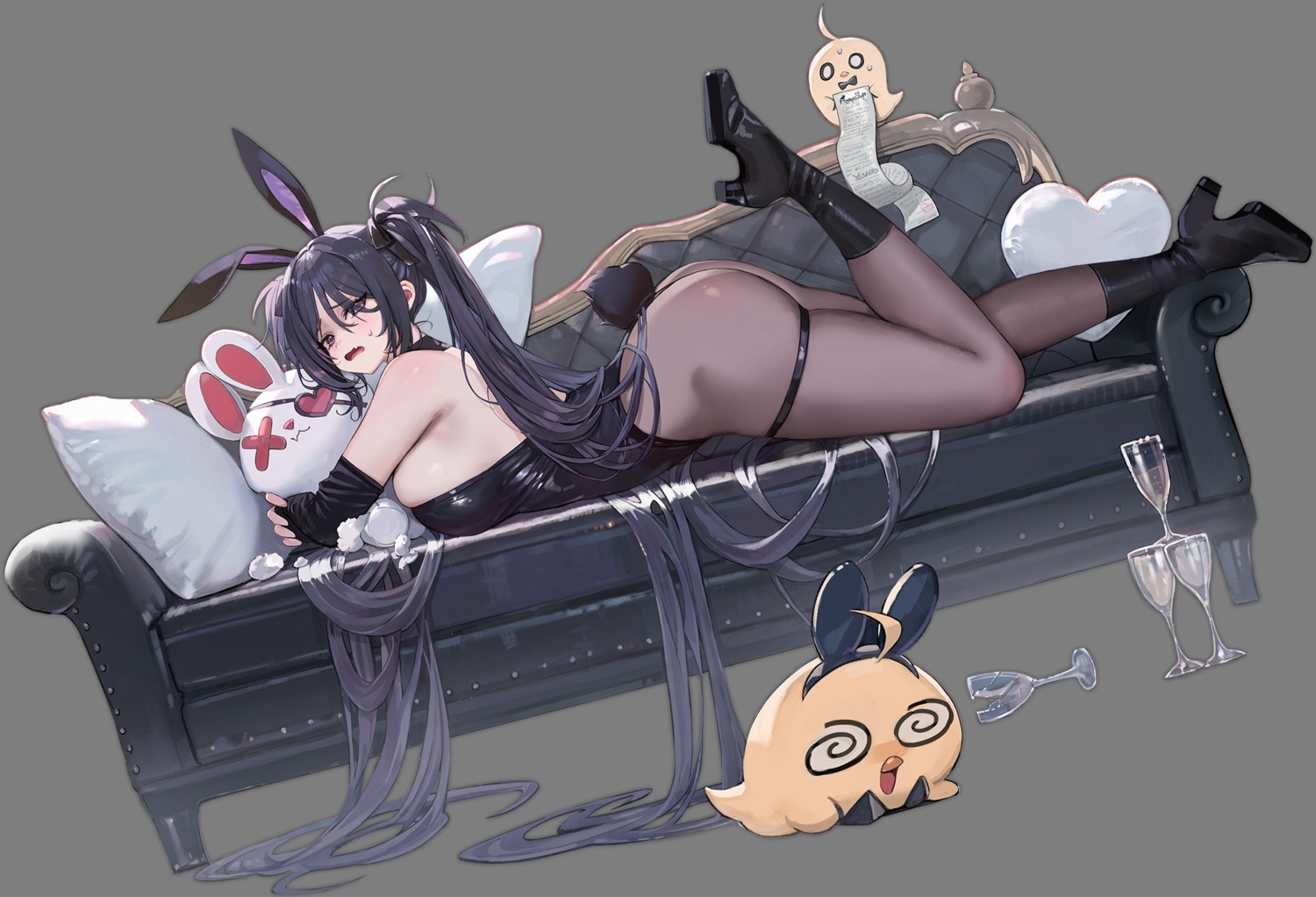 animal_ears azur_lane bunny_ears bunny_girl freng garter heels manjuu_(azur_lane) no_bra pantyhose tail transparent_png z11_(azur_lane)