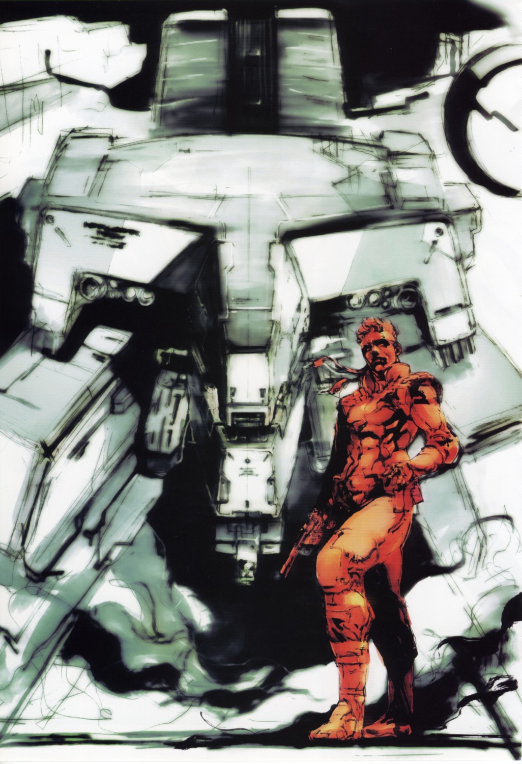 gun male mecha metal_gear metal_gear_rex metal_gear_solid shinkawa_yoji solid_snake