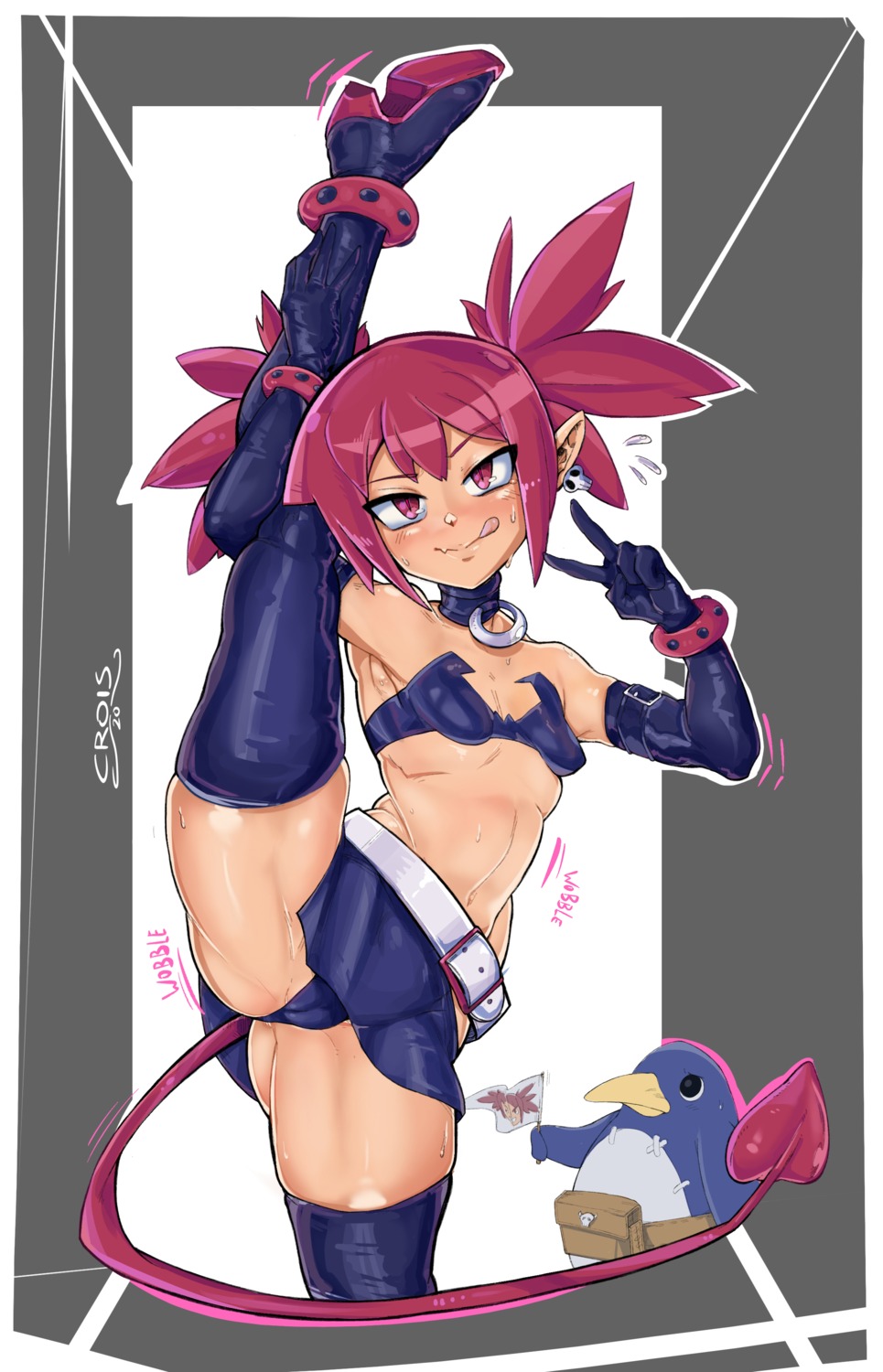 bra cameltoe disgaea etna heels pantsu penguin prinny skirt_lift tail thighhighs thong vilecrois