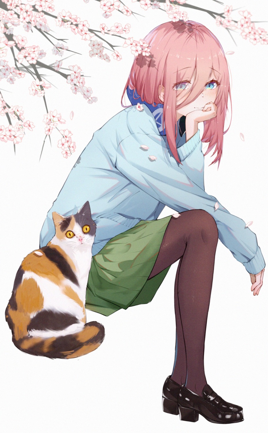 5-toubun_no_hanayome bsmycc headphones heels nakano_miku neko pantyhose seifuku skirt_lift sweater