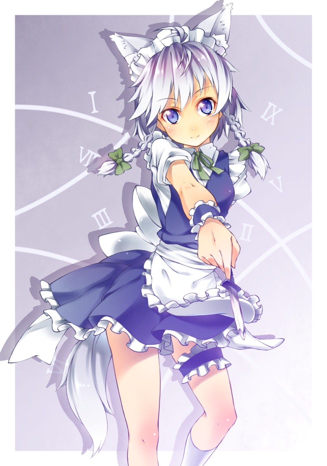 animal_ears garter izayoi_sakuya kazuma_(kazumav) tail touhou