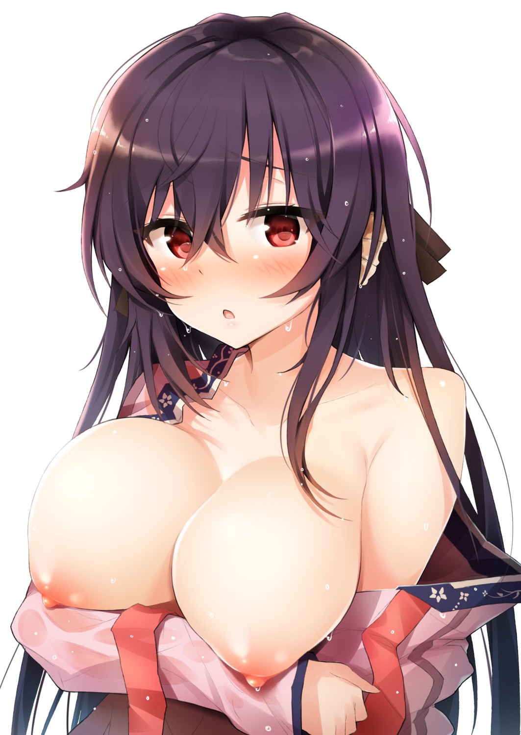 asian_clothes ayeon boku_no_kanojo_wa_ningyo_hime!? breast_hold breasts macchiato_(jae-min_cho) nipples no_bra open_shirt see_through seifuku wet wet_clothes