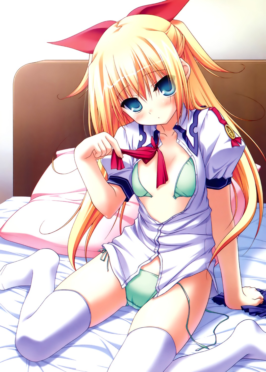 bra chikotam loli magicarat_radiant open_shirt pantsu ryshell_burns seifuku string_panties thighhighs undressing