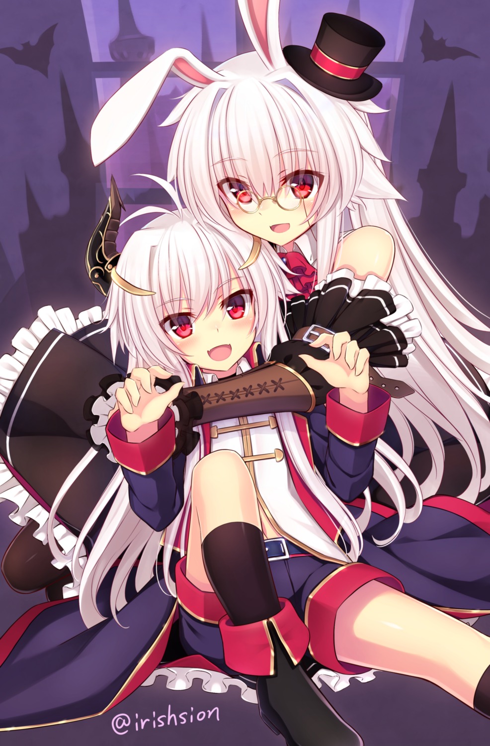 animal_ears bunny_ears halloween horns megane murasame_shia