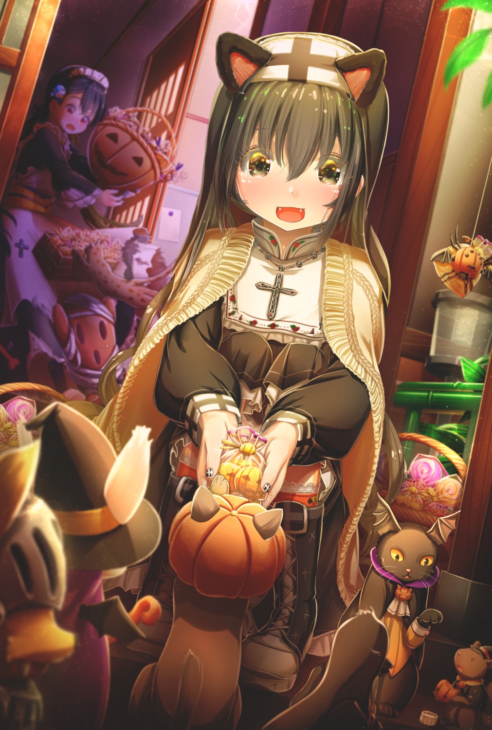 abo_(kawatasyunnnosukesabu) animal_ears halloween maid neko nekomimi nun