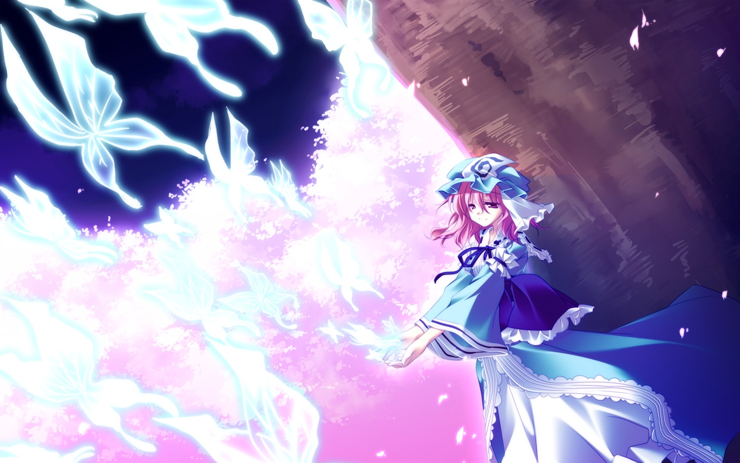 frac motomiya_mitsuki saigyouji_yuyuko touhou wallpaper