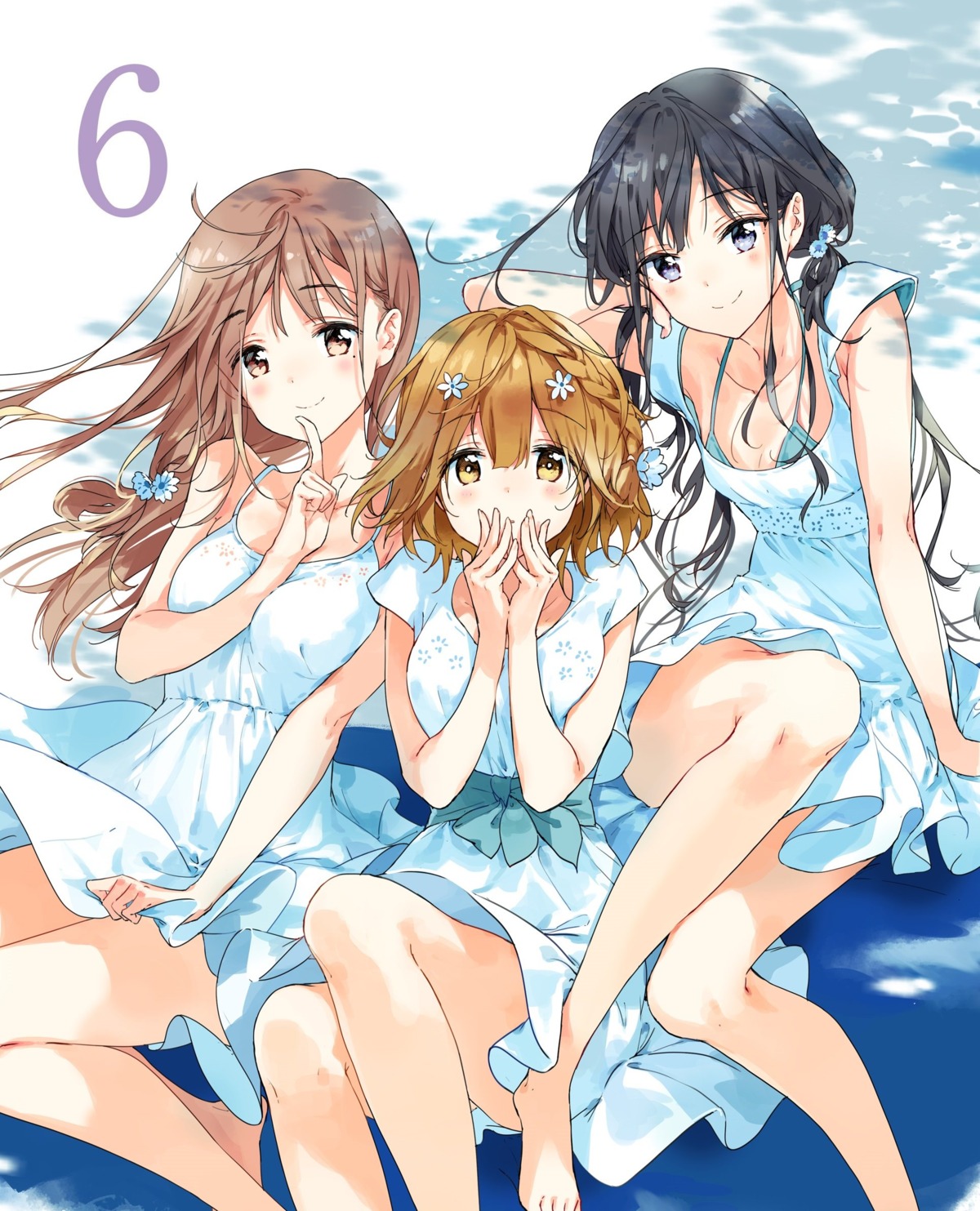 adagaki_aki bikini_top cleavage digital_version disc_cover dress feet fujinomiya_neko jpeg_artifacts koiwai_yoshino masamune-kun_no_revenge skirt_lift summer_dress swimsuits tiv