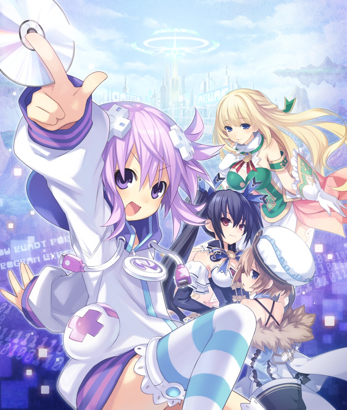 blanc choujigen_game_neptune choujigen_game_neptune_re;birth_1 cleavage dress neptune noire thighhighs tsunako vert