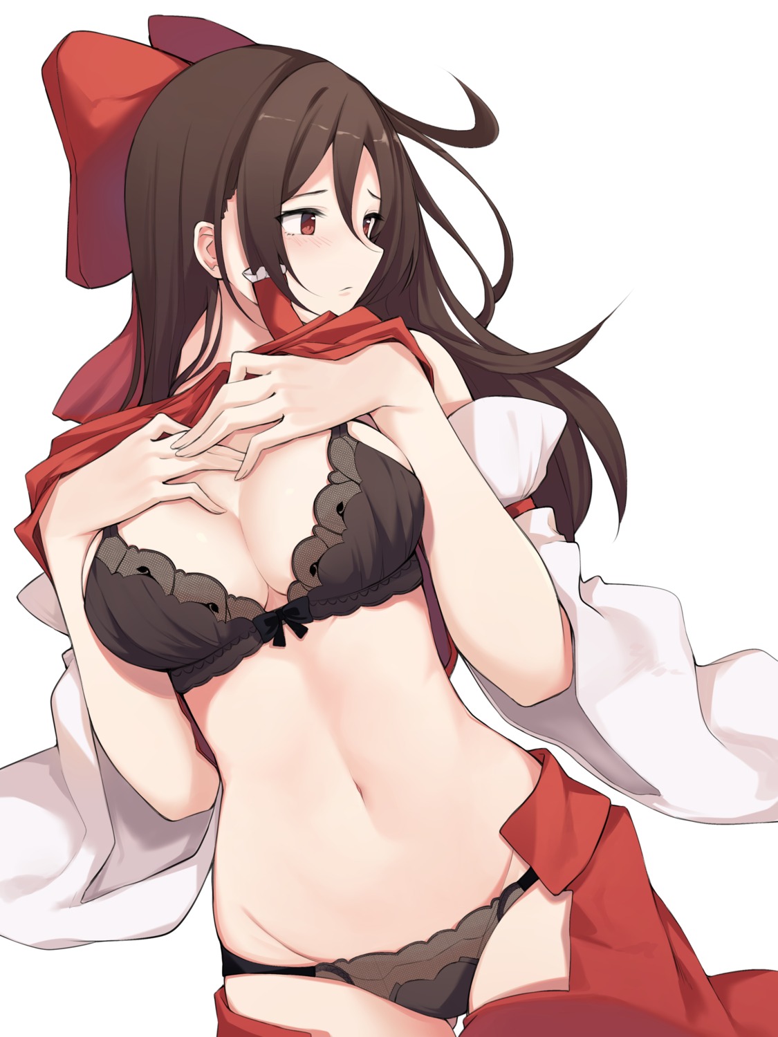 bra breast_hold cleavage hakurei_reimu pantsu touhou ziro_(zirorong)