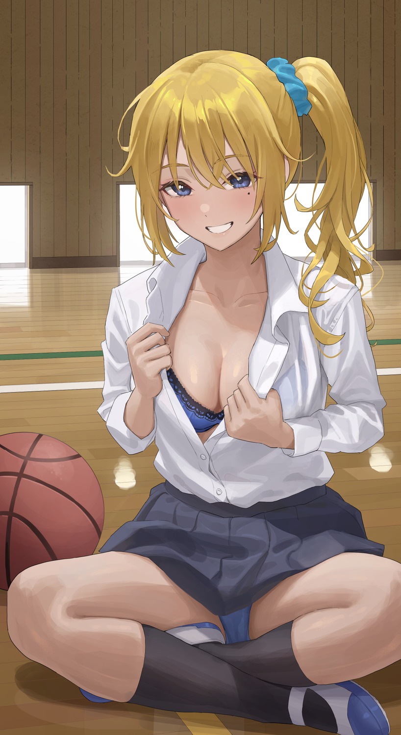 basketball bra cameltoe open_shirt pantsu seifuku taniguchi_daisuke undressing