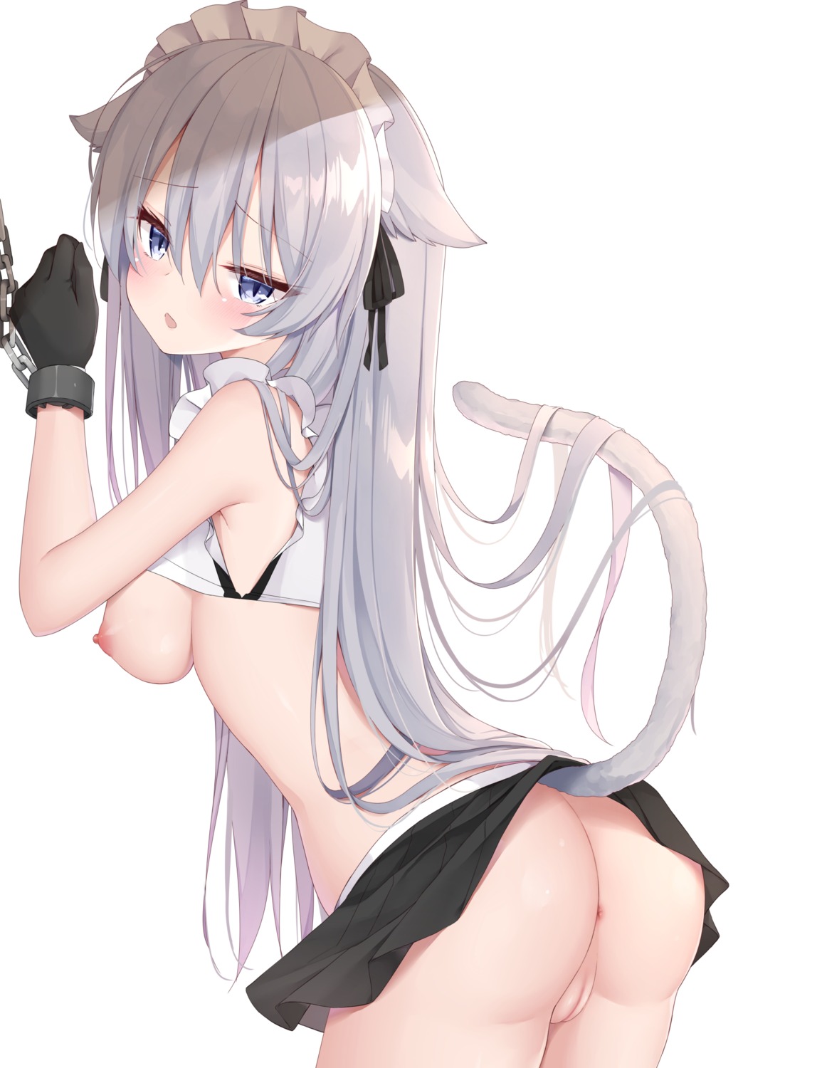 animal_ears anus ass bondage breasts kamu_(geeenius) maid nekomimi nipples no_bra nopan pussy shirt_lift skirt_lift tail uncensored