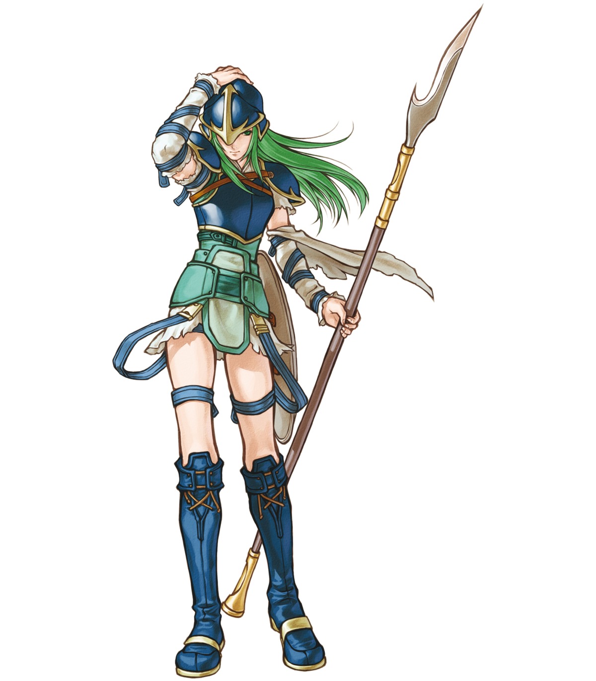 armor dress fire_emblem fire_emblem:_souen_no_kiseki garter kita_senri nephenee nintendo sword thighhighs torn_clothes