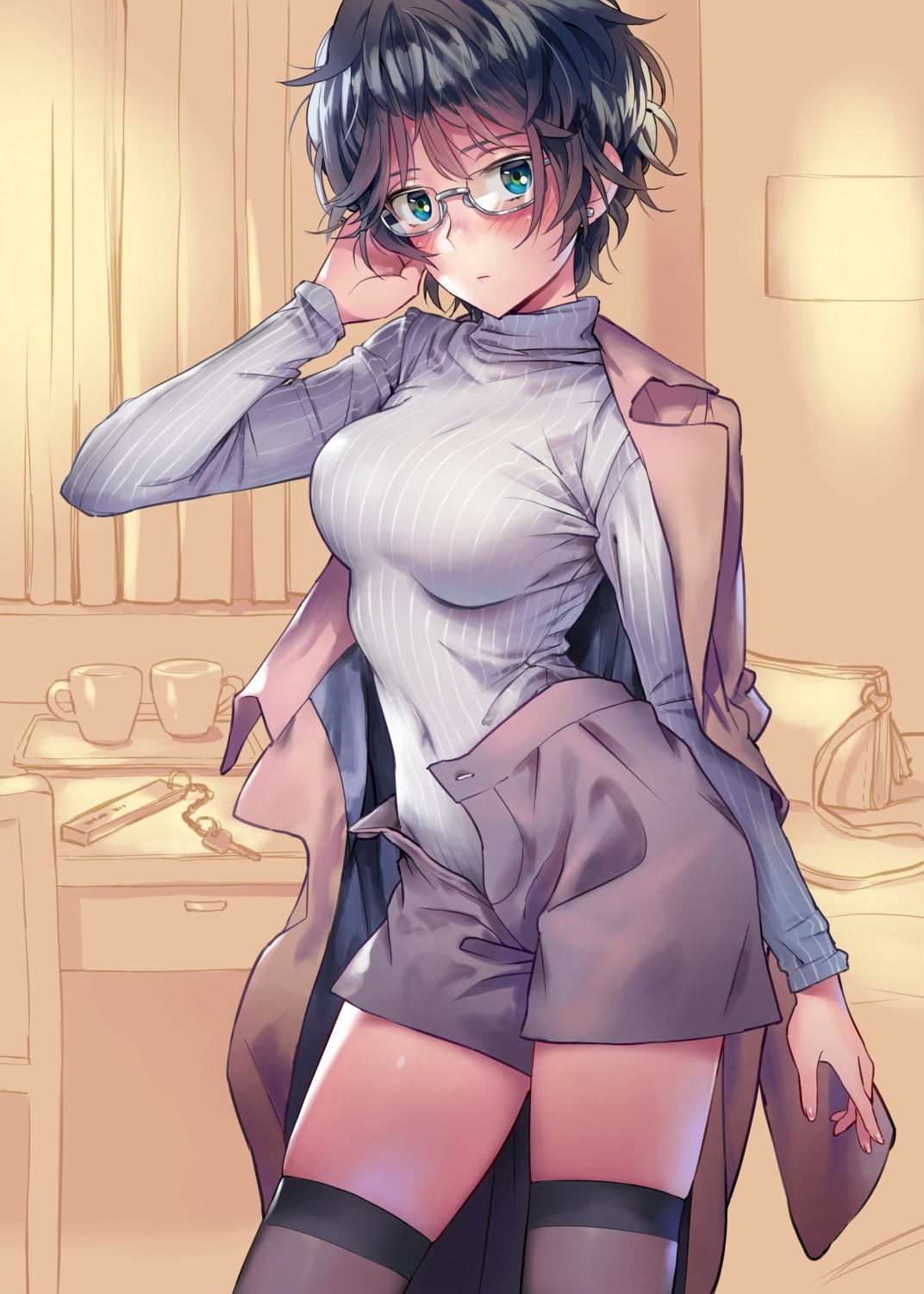 matsuda_(matsukichi) megane sweater thighhighs