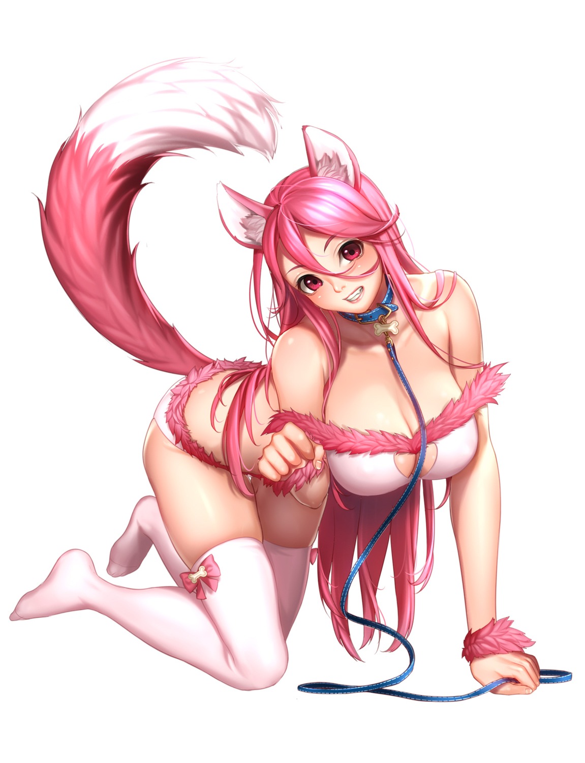 animal_ears gang_of_heaven masami_chie no_bra tail thighhighs