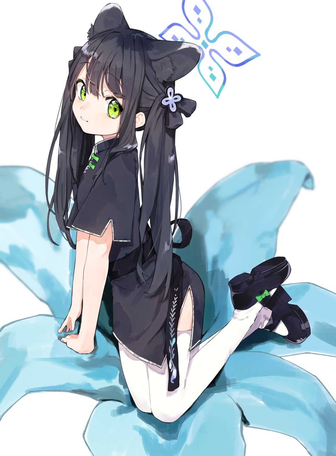 animal_ears blue_archive chinadress halo sasha_f sunohara_shun thighhighs