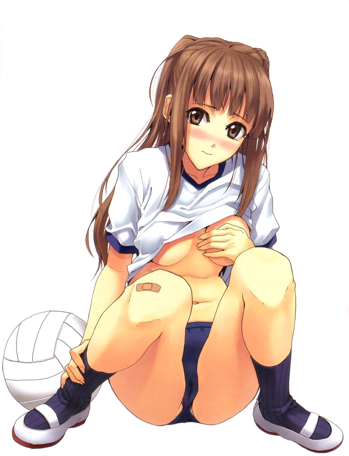 bandaid breast_hold buruma cameltoe gym_uniform luna no_bra pantsu shirt_lift underboob