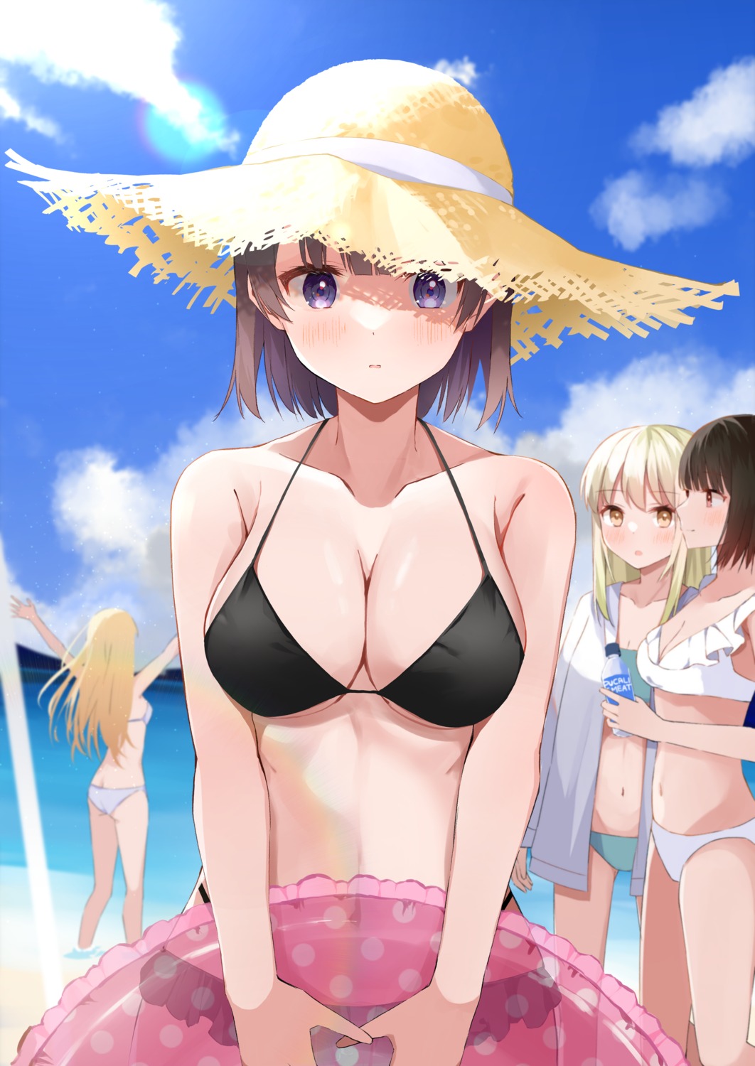 akagikou ass bikini cleavage open_shirt swimsuits wet